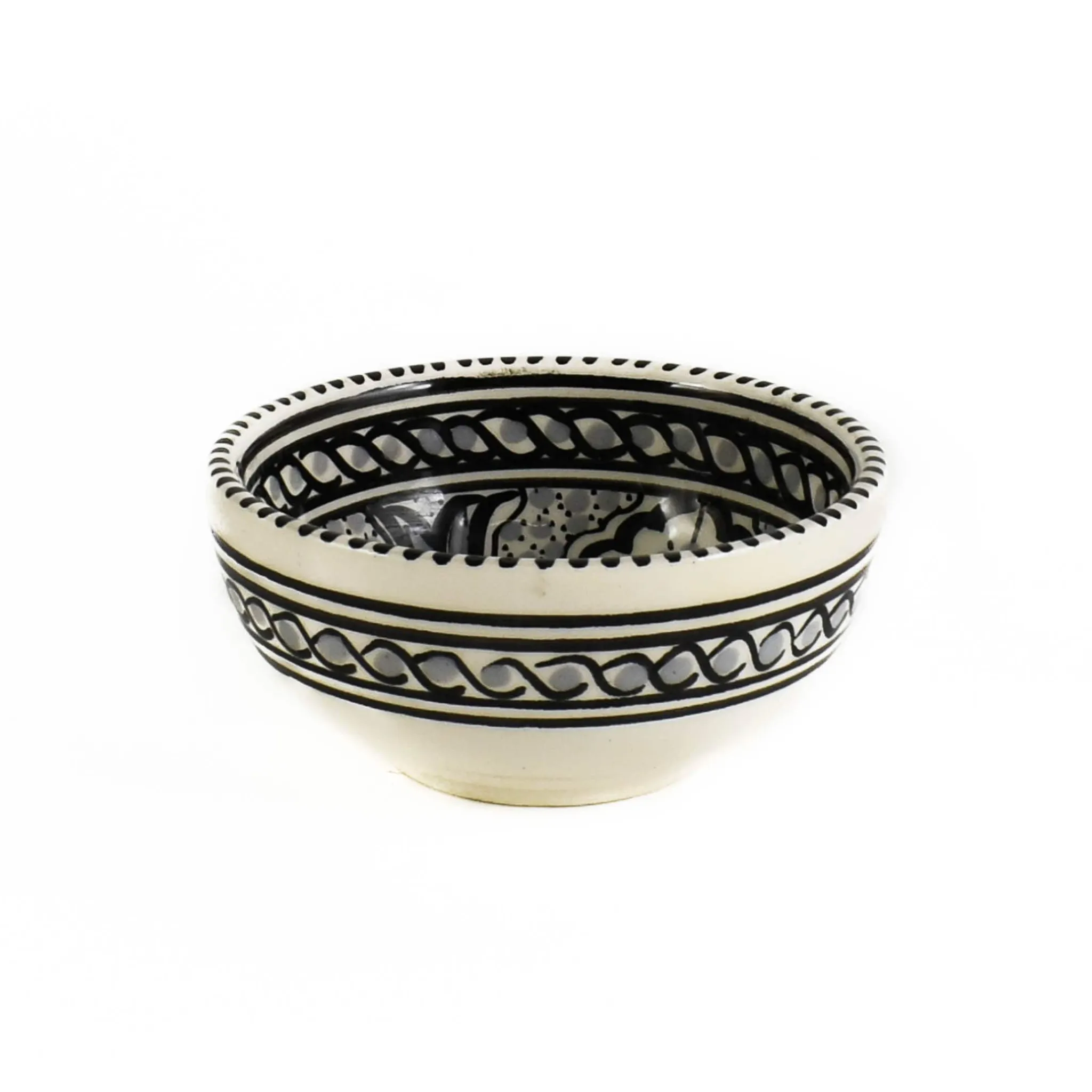 Tunisian Ceramics Alyasamin Patterned Sauce Dish, 10cm