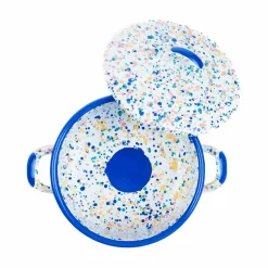 Kapka Enamel Blue Dot Enamel Casserole with Lid, 18cm New