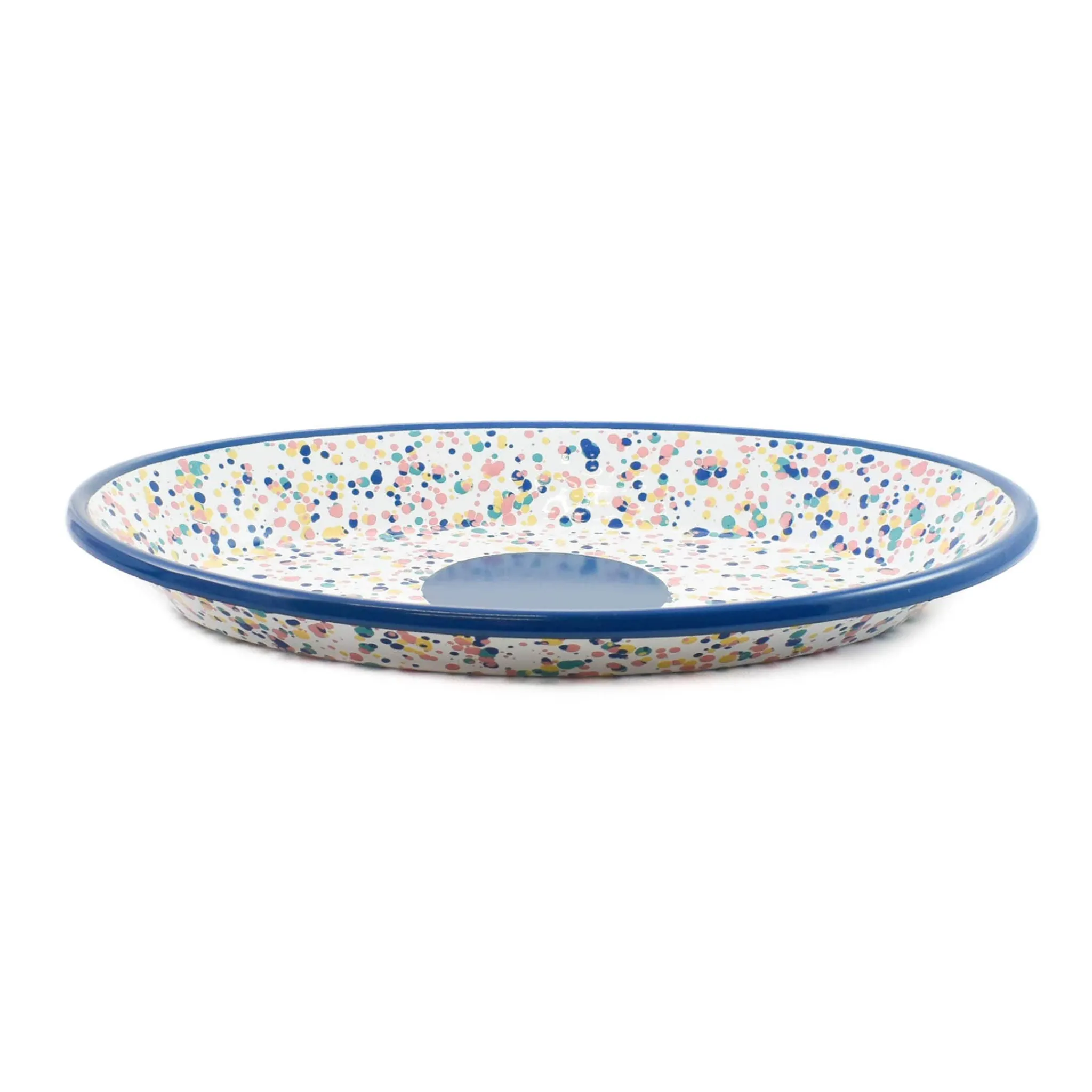 Kapka Blue Dot Enamel Oval Serving Tray, 31cm