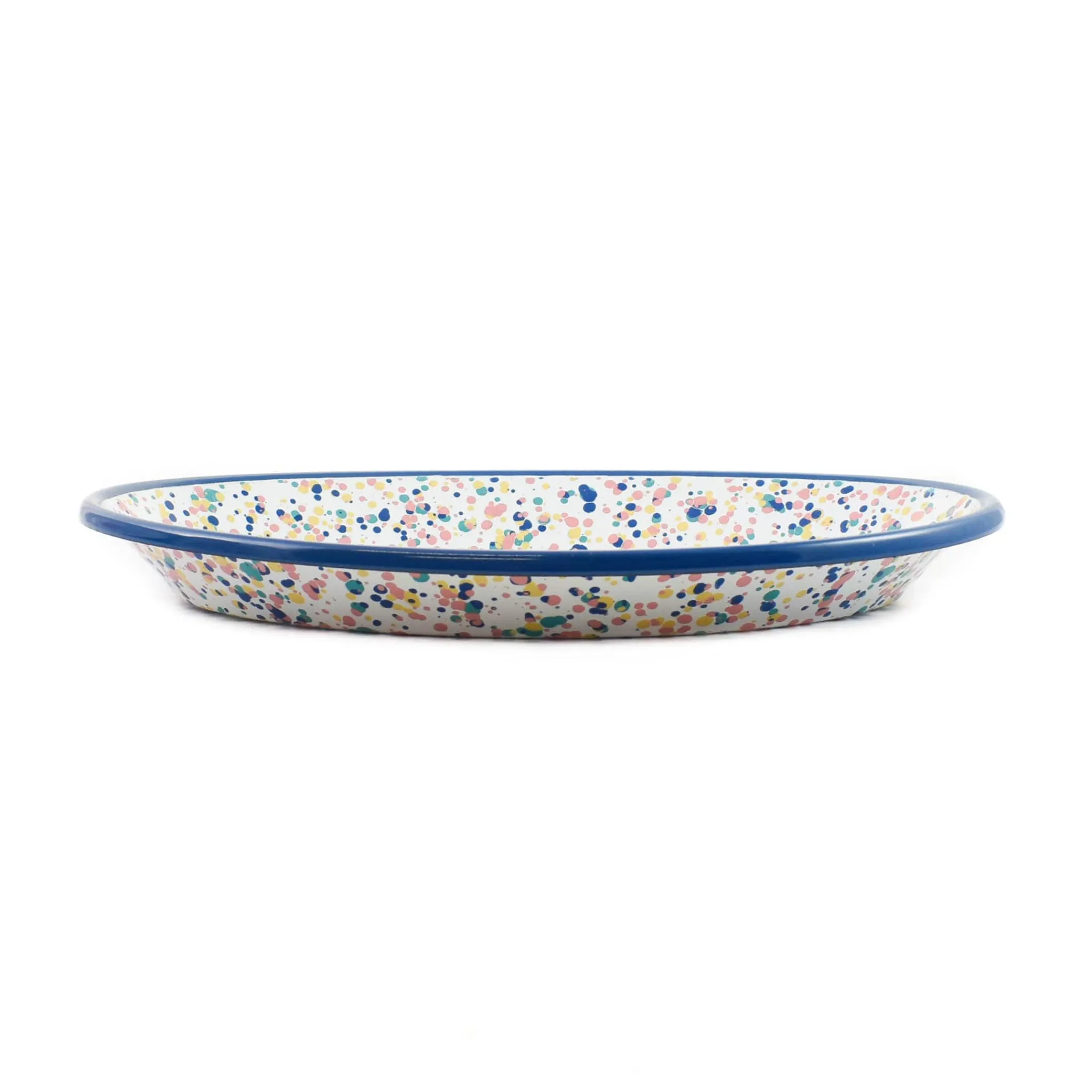 Kapka Blue Dot Enamel Oval Serving Tray, 31cm
