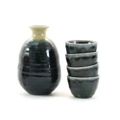 Kiji Stoneware & Ceramics Blue Glaze Sake Set