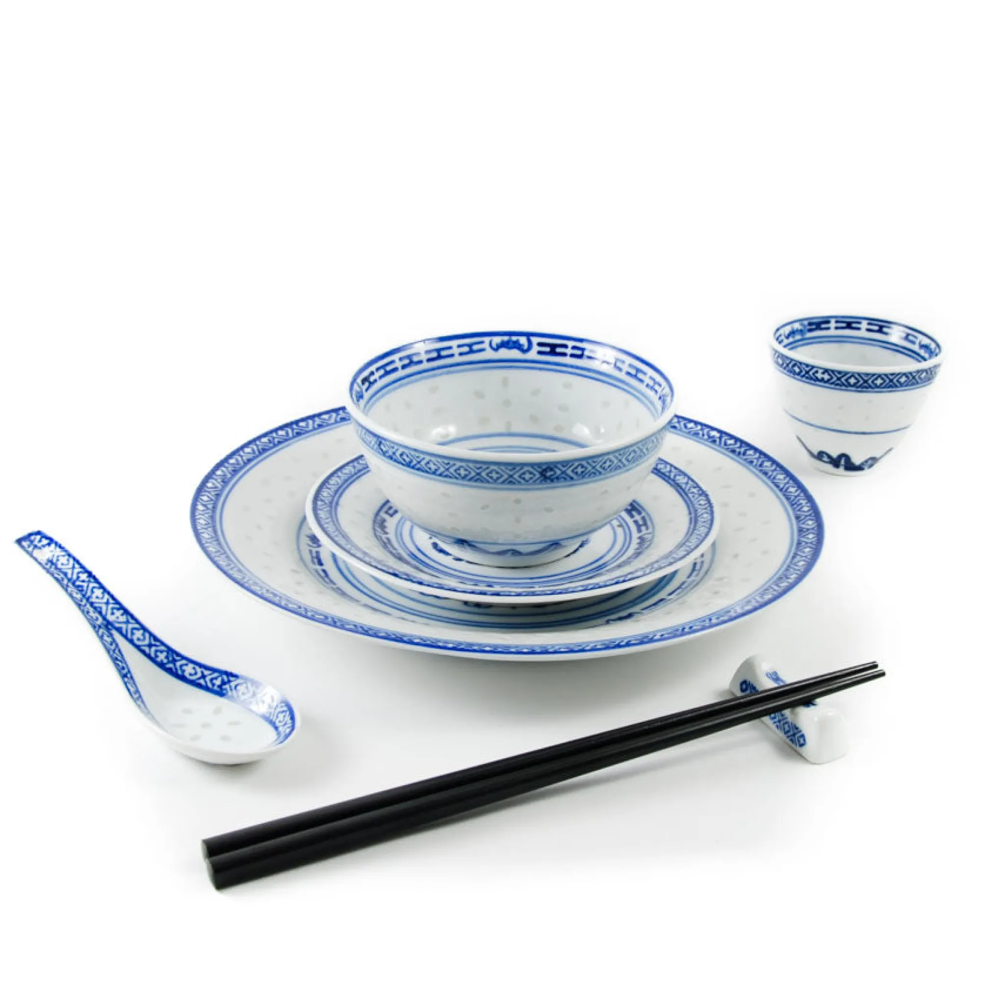 Chinese Tableware Blue Rice Pattern Rice Spoon, 14cm Outlet