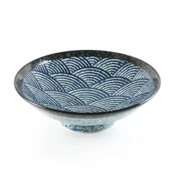 Kiji Stoneware & Ceramics Blue Wave Large Shallow Bowl, 24.3cm Clearance