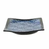 Kiji Stoneware & Ceramics Blue Wave Medium Square Plate, 17.5cm Clearance