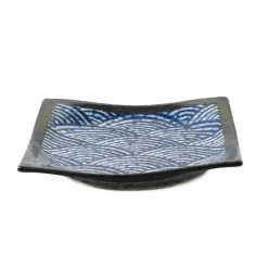 Kiji Stoneware & Ceramics Blue Wave Medium Square Plate, 17.5cm Clearance