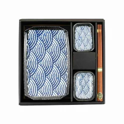 Kiji Stoneware & Ceramics Blue Wave Sushi Serving Set Discount