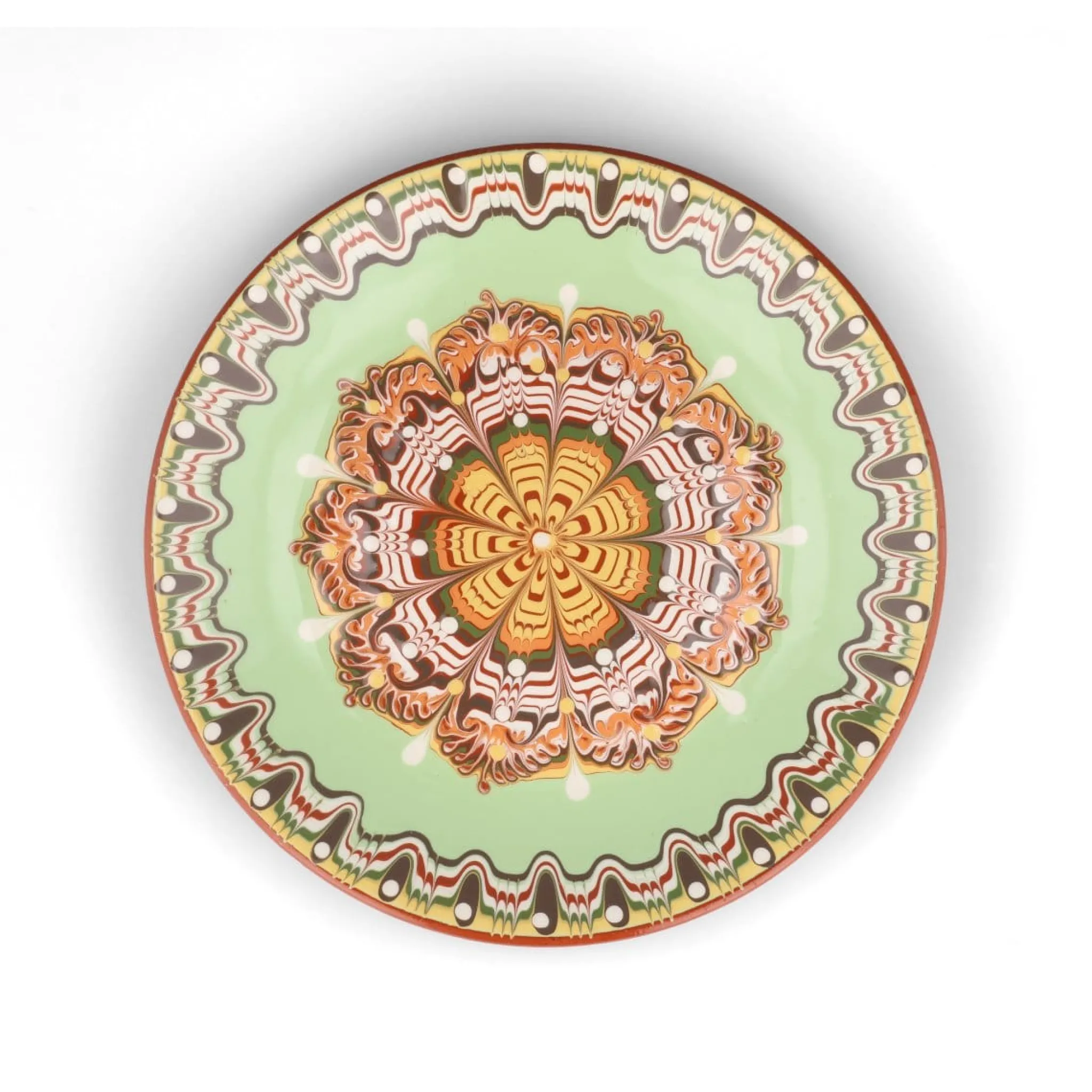 Bulgarian Pottery Bulgarian Troyan Mint Green Dinner Plate, 26cm Clearance