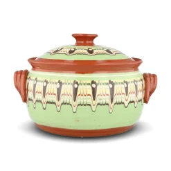 Bulgarian Pottery Bulgarian Troyan Mint Green Terracotta Cooking Pot Discount
