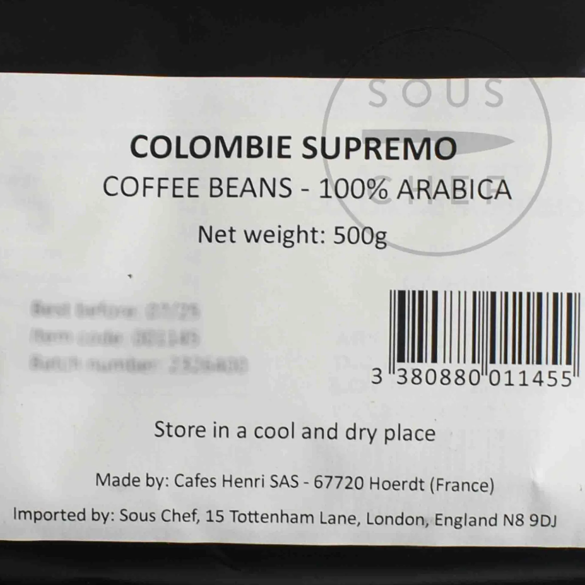Cafes Henri Colombia Supremo Whole Coffee Beans, 500g New