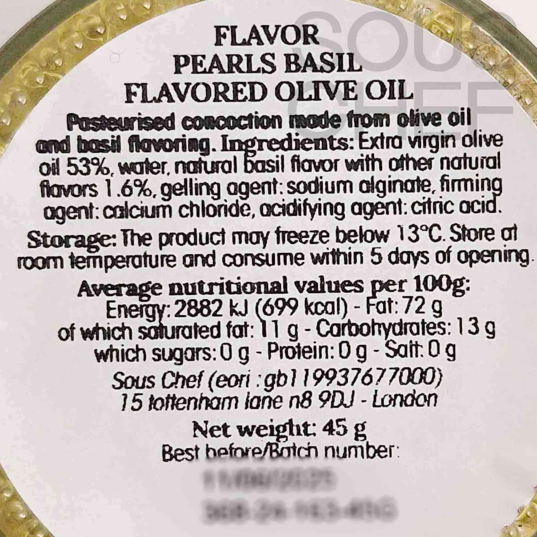 Christine Le Tennier Extra Virgin Olive Oil & Basil Pearls, 45g Outlet