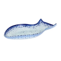 Turkish Tableware Cobalt Blue Rim Glass Fish Serving Dish, 20x12.5cm Sale