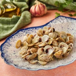 Turkish Tableware Cobalt Blue Rim Glass Scallop Serving Platter, 25cm Sale