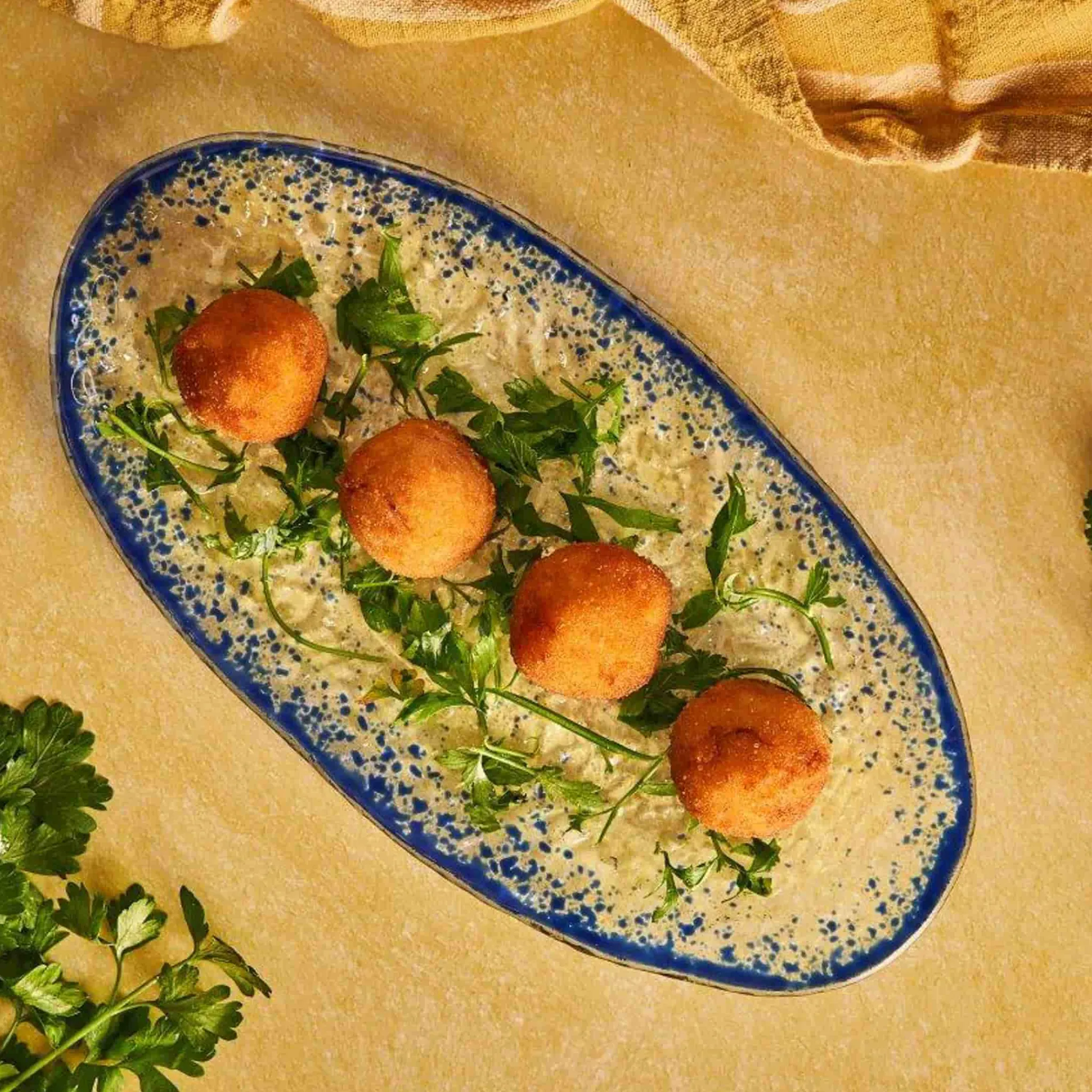 Turkish Tableware Cobalt Blue Rim Glass Serving Tray, 34x17cm New