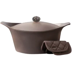 Cookut Lightweight Non-Stick Dutch Oven with Pot Holders, Taupe, BPA-Free Best