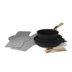 Cookut Lightweight Non-Stick 3 Piece Cookware Set with Detachable Handles, Black, BPA-Free Discount