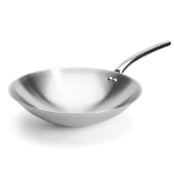 De Buyer Prim' Appety Round Based Stainless Steel Wok, 36cm Clearance