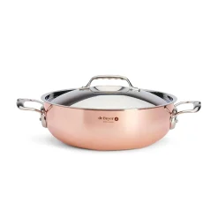 De Buyer Prima Matera Copper Curved Saute Pan with Lid & Stainless Steel Handle, 28cm Online