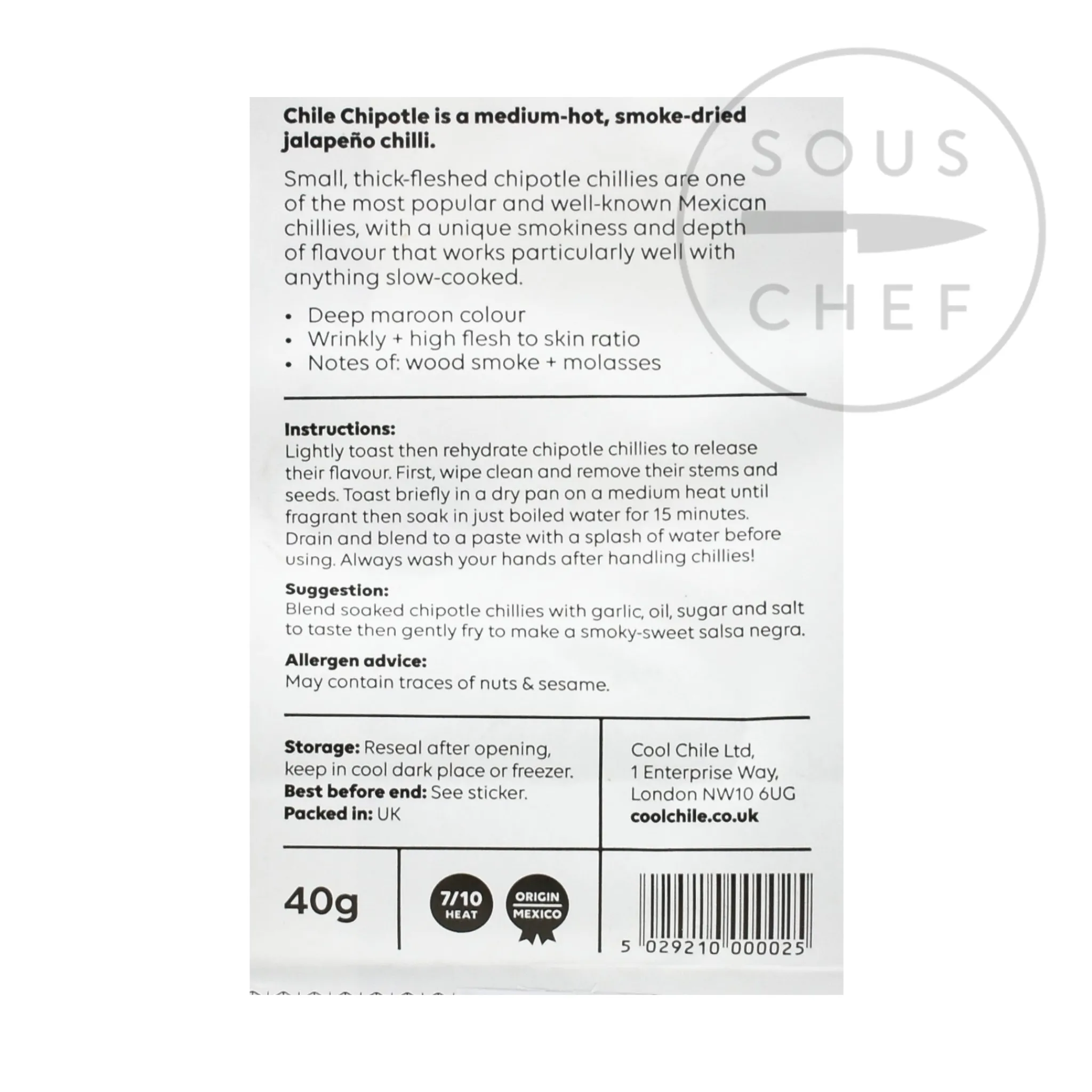 Cool Chile Co Dried Chipotle Chillies, 40g Clearance