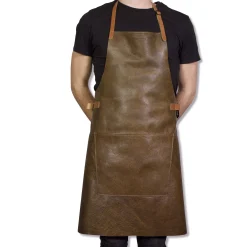 Dutchdeluxes Leather BBQ Apron in Vintage Brown Hot
