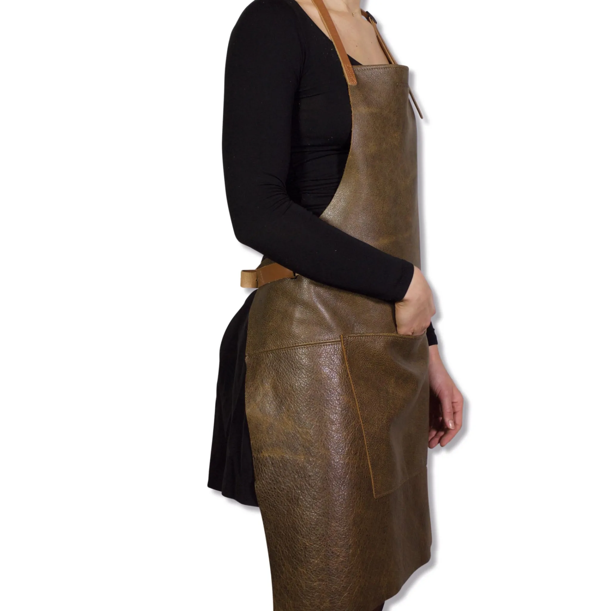 Dutchdeluxes Leather BBQ Apron in Vintage Brown Hot