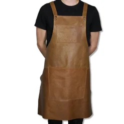 Dutchdeluxes Leather Suspender Apron in Vintage Camel Clearance