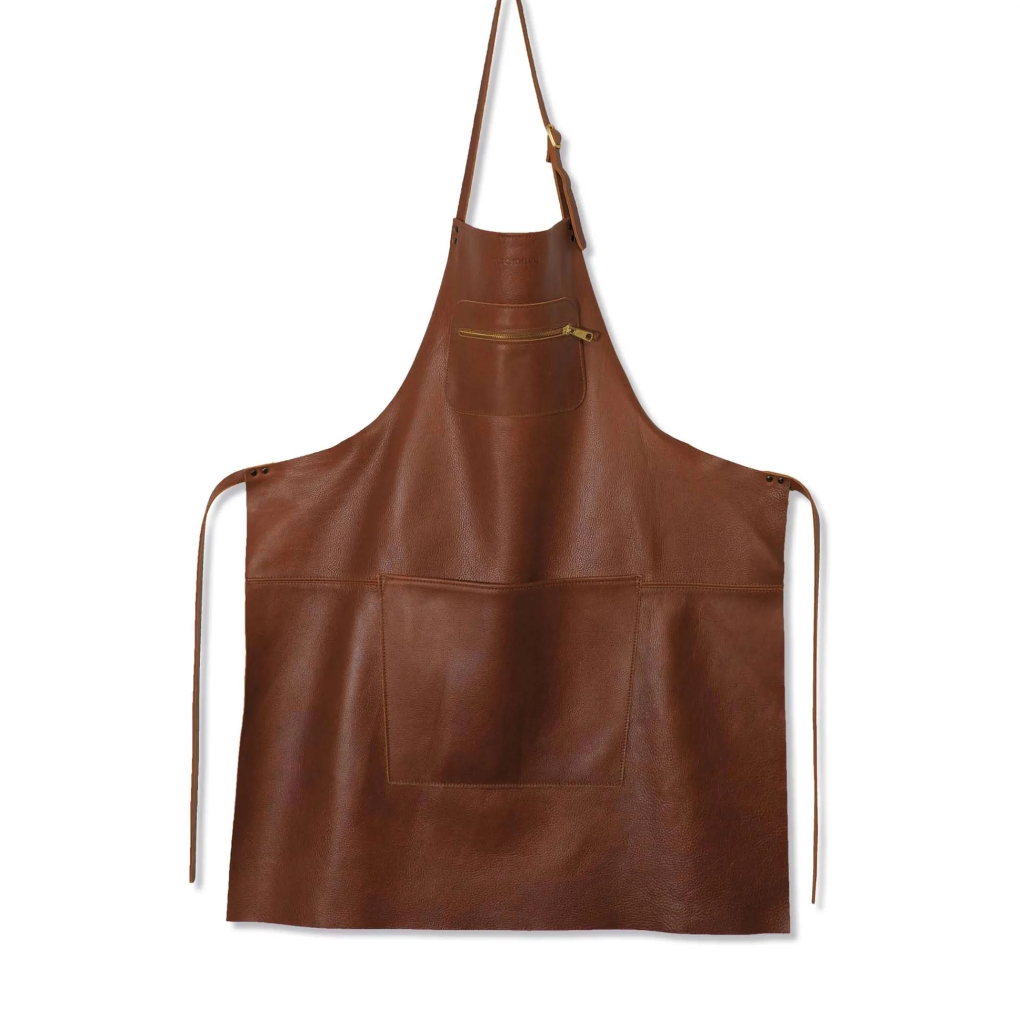 Dutchdeluxes Leather Zipper Apron in Classic Brown Online