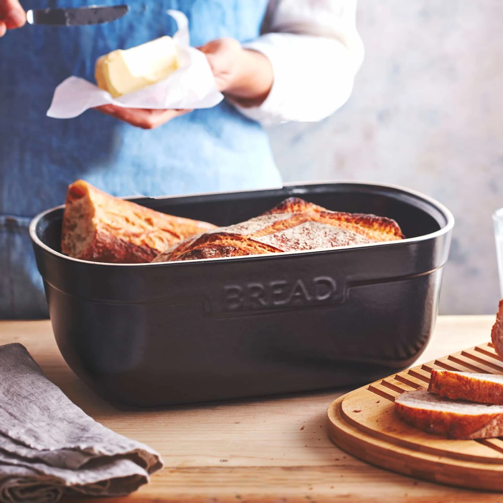 Emile Henry Black Bread Storage Box Discount