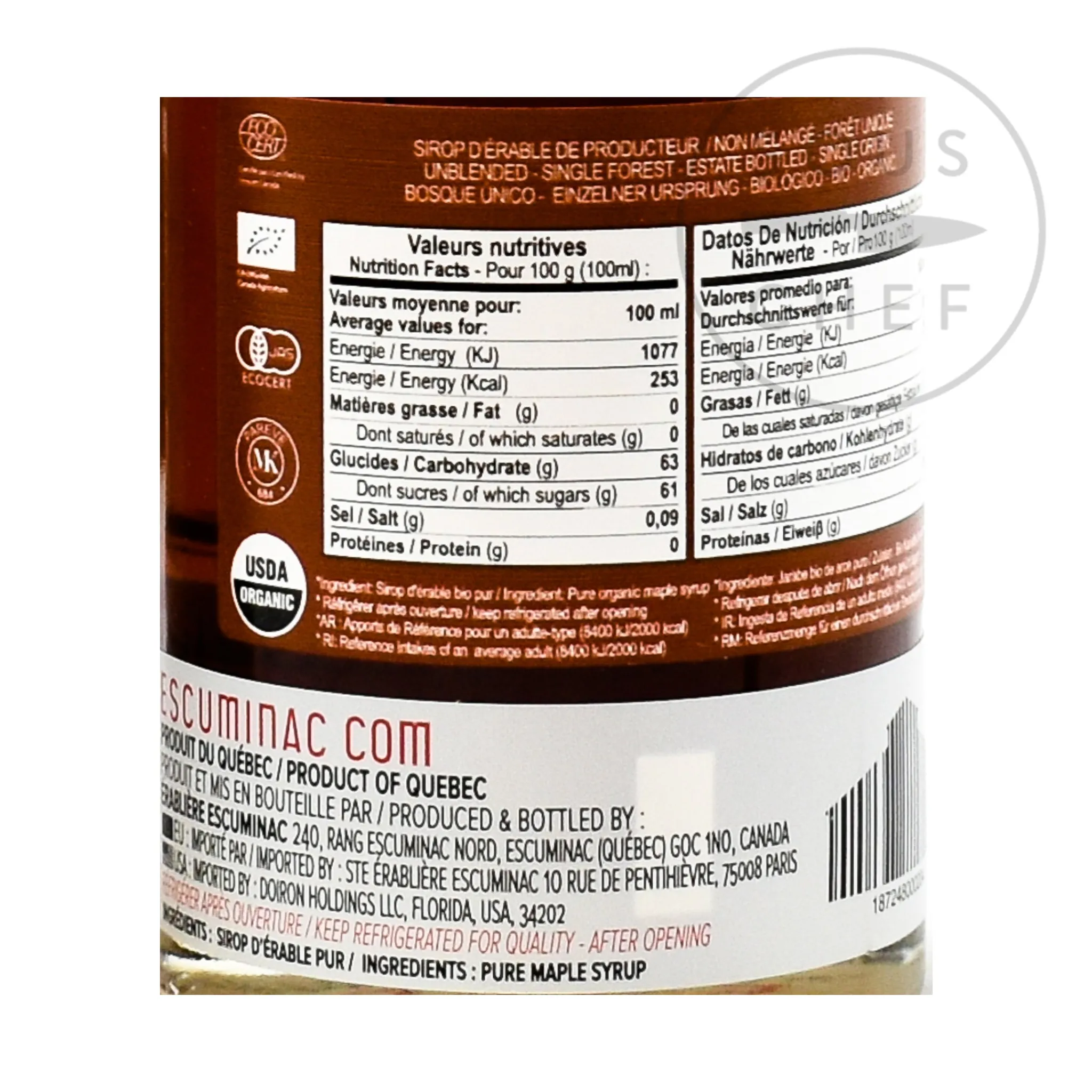 Escuminac Great Harvest Medium Maple Syrup, 200ml New