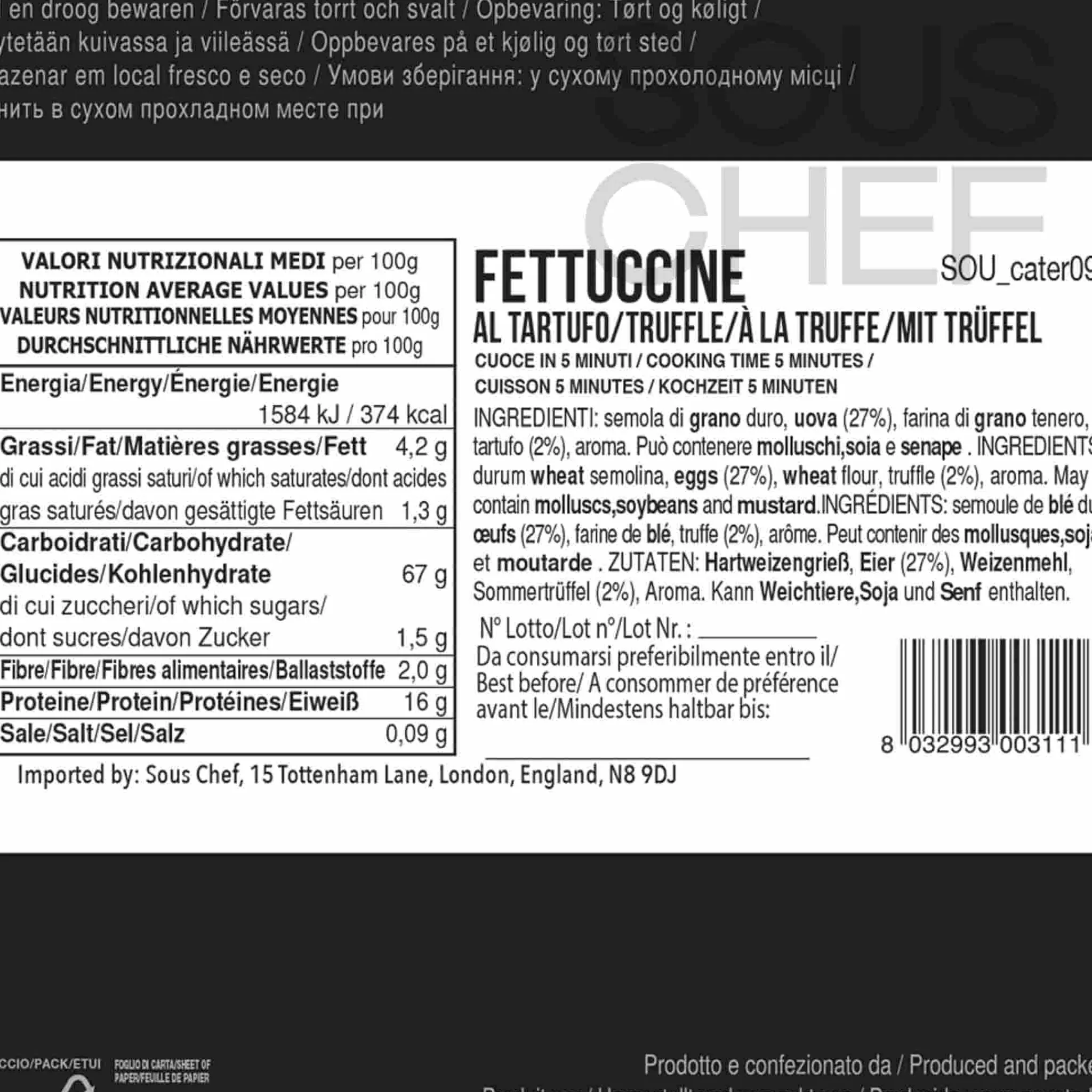 Filotea Truffle Fettuccine Pasta, 500g New