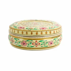 Indian Tiffin Hand Painted Single Tier White Tiffin Tin, 300ml Discount