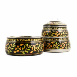 Indian Tiffin Hand Painted Three Tier Black Tiffin Tin, 1.5 Litre Outlet
