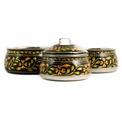 Indian Tiffin Hand Painted Three Tier Black Tiffin Tin, 1.5 Litre Outlet