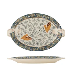 Bloomingville Hezha Blue Stoneware Serving Platter, 34x25cm Outlet