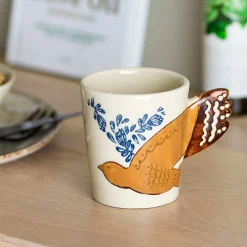 Bloomingville Hezha White Mug with Bird, 8cm Hot