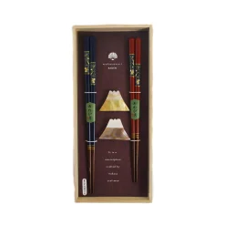 Kawai Co. Ltd Japanese Mount Fuji Lancewood Chopstick Gift Set New