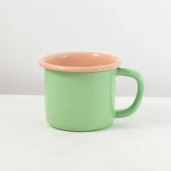 Kapka Enamel Kapka x Sous Chef Colourblock Enamel Mug, Green & Pink, 350ml