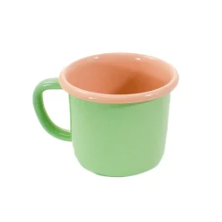Kapka Enamel Kapka x Sous Chef Colourblock Enamel Mug, Green & Pink, 350ml