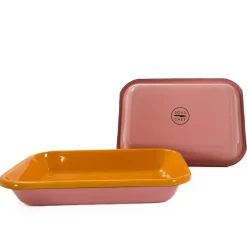 Kapka Enamel Kapka x Sous Chef Colourblock Enamel Roasting Dish, 21cm, Pink & Yellow Hot