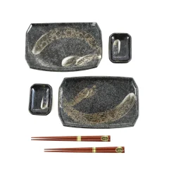 Kiji Stoneware & Ceramics Karasuba-Iro Sushi Serving Set Hot