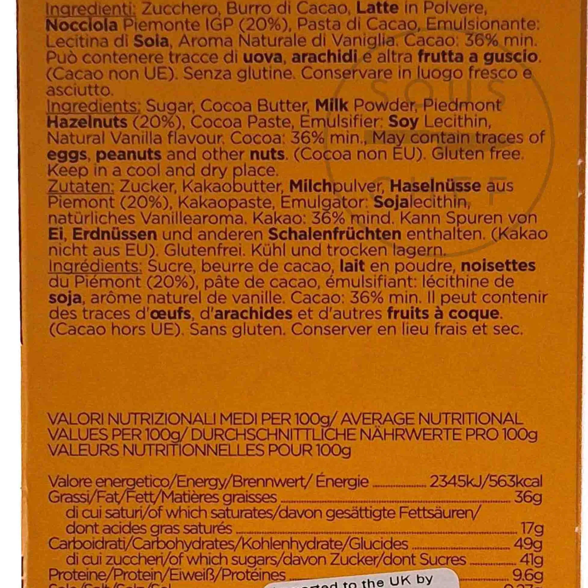 La Perla di Torino Gianduja Chocolate Bar, 60g New