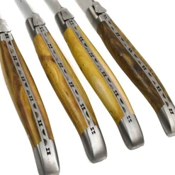 Laguiole en Aubrac Set of 4 Full Handle Steak Knives, Pistachio Wood Best