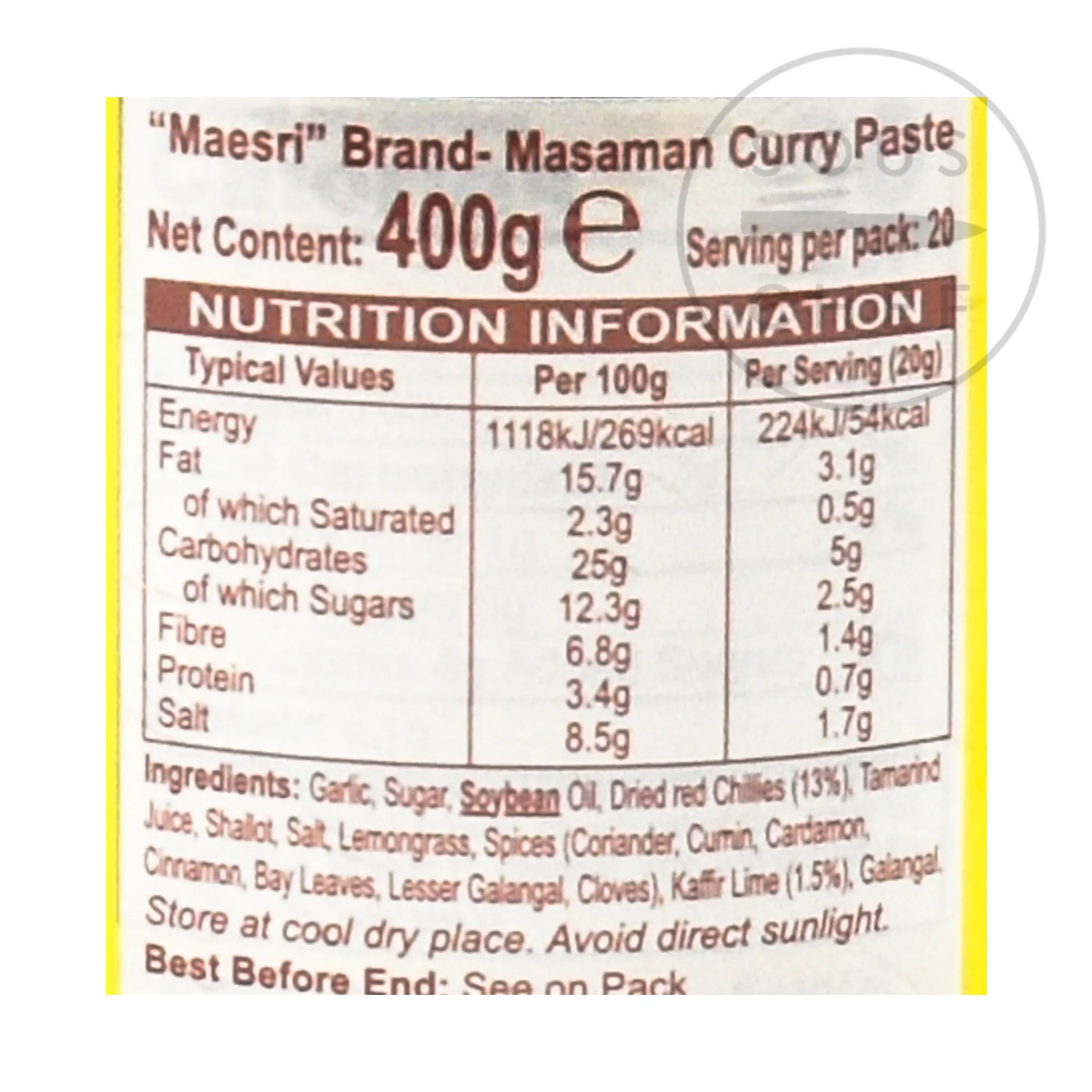 Mae Sri Thai Masaman Curry Paste, 400g Online