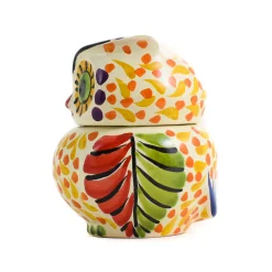 Gorky Pottery Mexican Hand Painted Orange Owl Sugar Bowl Outlet