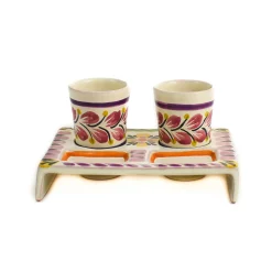 Gorky Pottery Mexican Hand Painted Purple Tequila Cup Set Discount