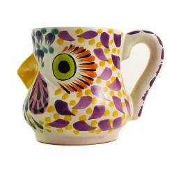 Gorky Pottery Mexican Hand Painted Rooster Mug with Orange Detail Clearance