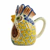 Gorky Pottery Mexican Hand Painted Yellow Rooster Pitcher New
