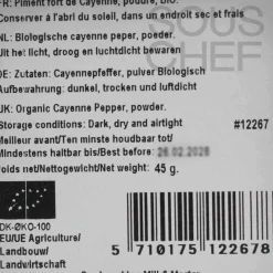 Mill & Mortar Organic Cayenne Pepper Powder, 45g Online