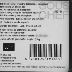 Mill & Mortar Organic Coriander Seeds, 35g Discount