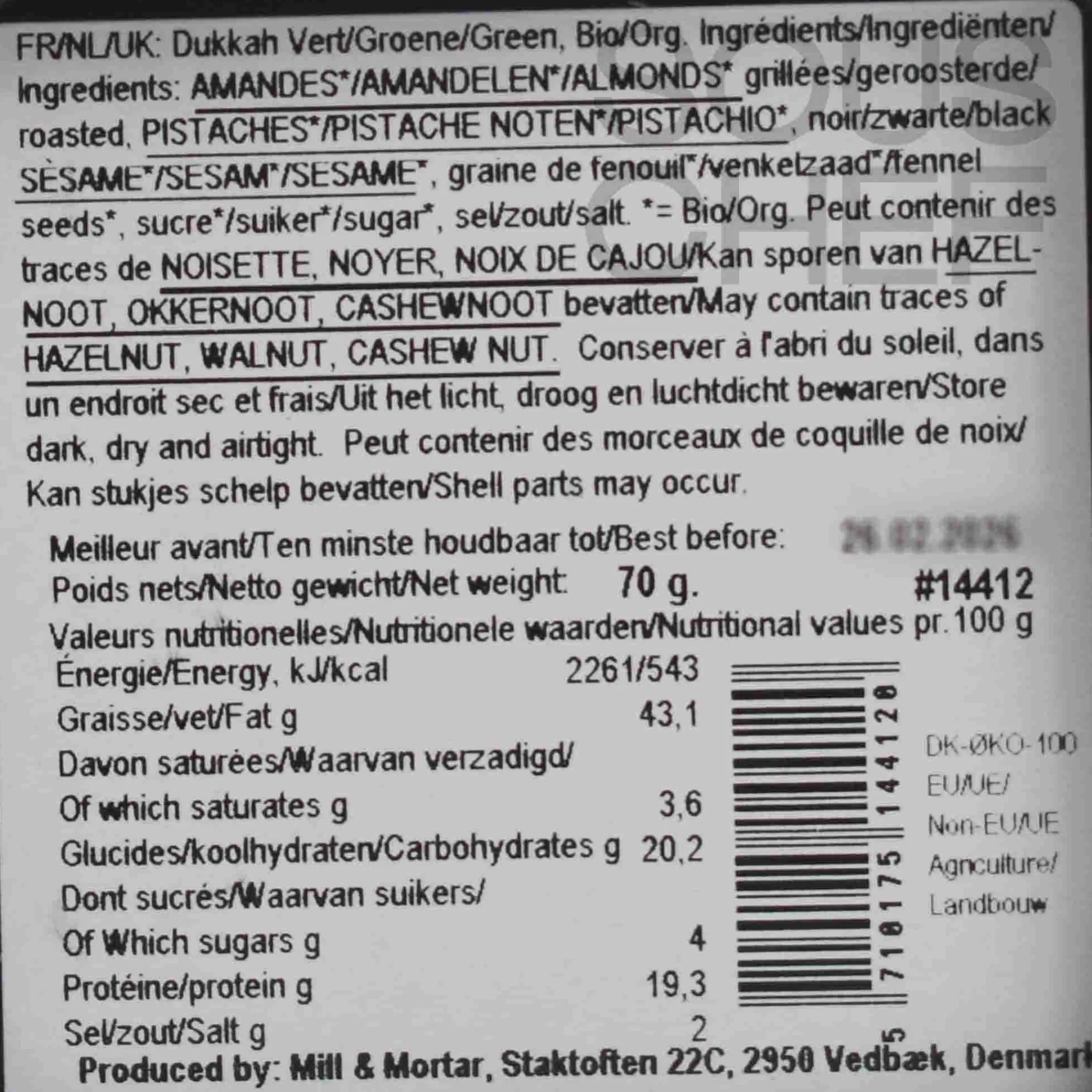 Mill & Mortar Organic Green Dukkah, 70g Sale