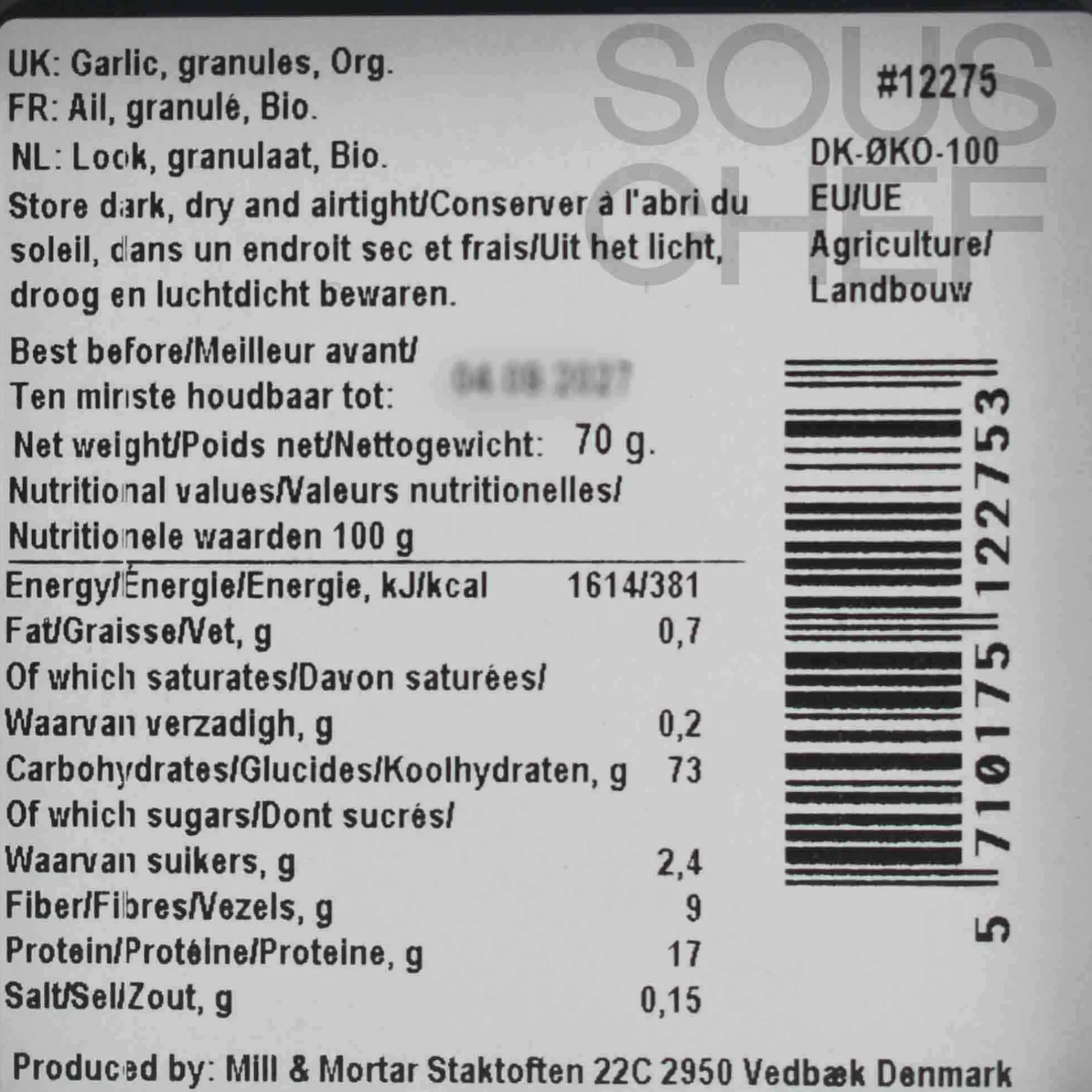 Mill & Mortar Organic Italian Garlic Granules, 70g Hot